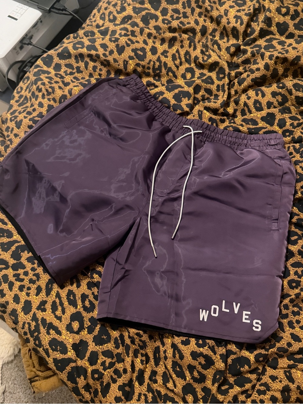 Darc Sport Men’s Gym Shorts Wolves Purple Drawstring Pyramid V3